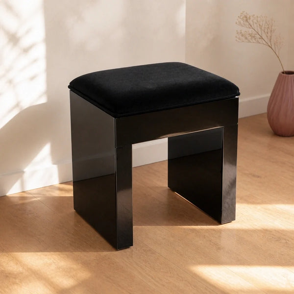 Tabouret de coiffeuse miroir - noir