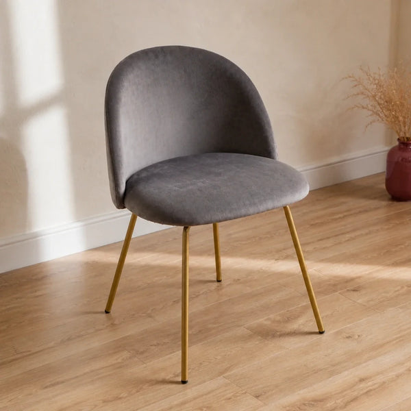 Chaise de coiffeuse en velours - gris anthracite