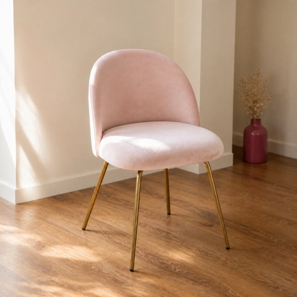 Chaise de coiffeuse en velours - rose