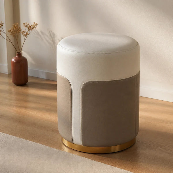 Tabouret de coiffeuse VÉLORA - crème et taupe