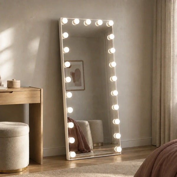 Miroir sur pied lumineux - blanc