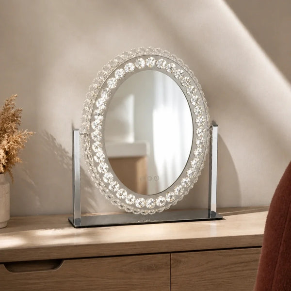 Miroir maquillage Huda - ovale à cristaux