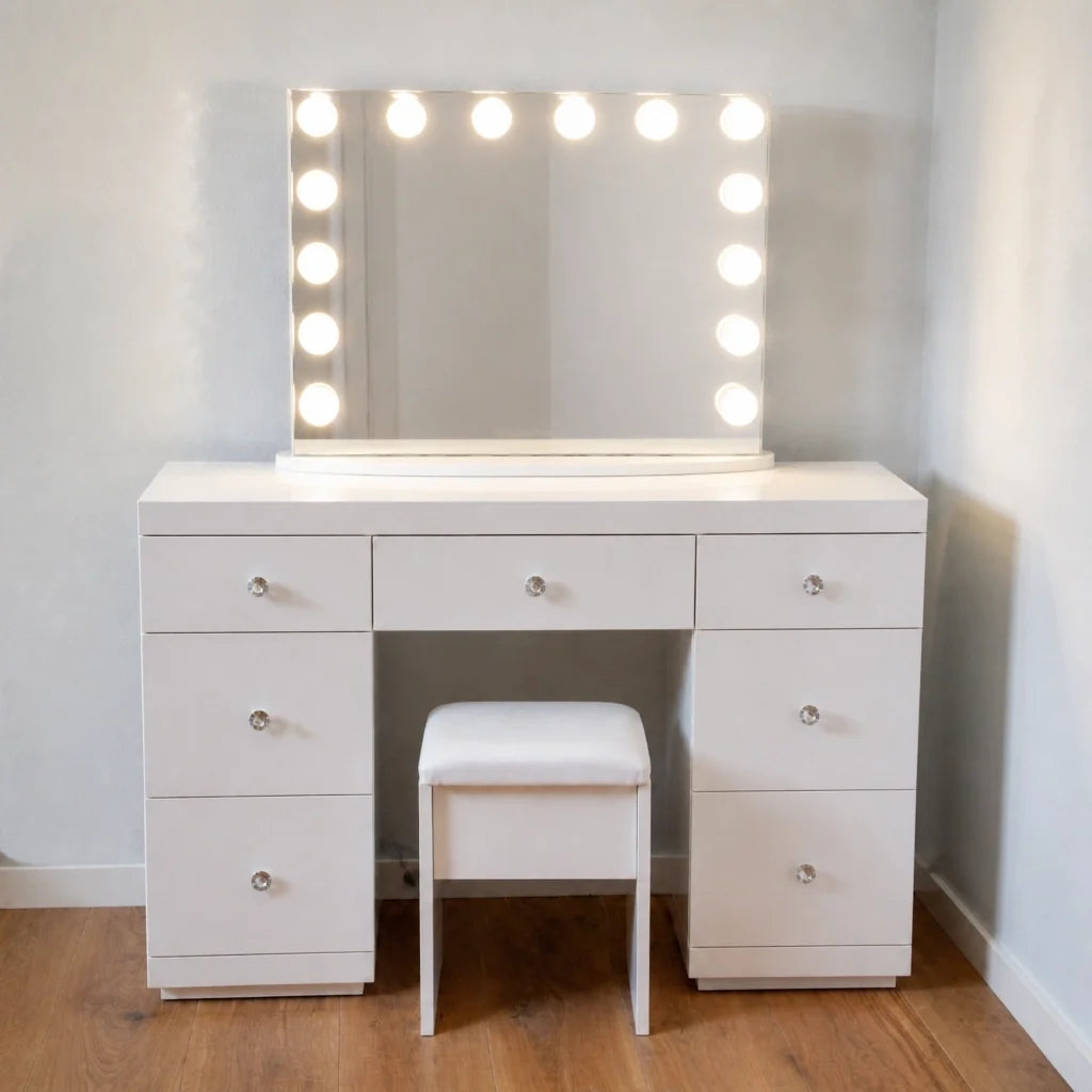 Coiffeuse Hollywood Chic - blanche