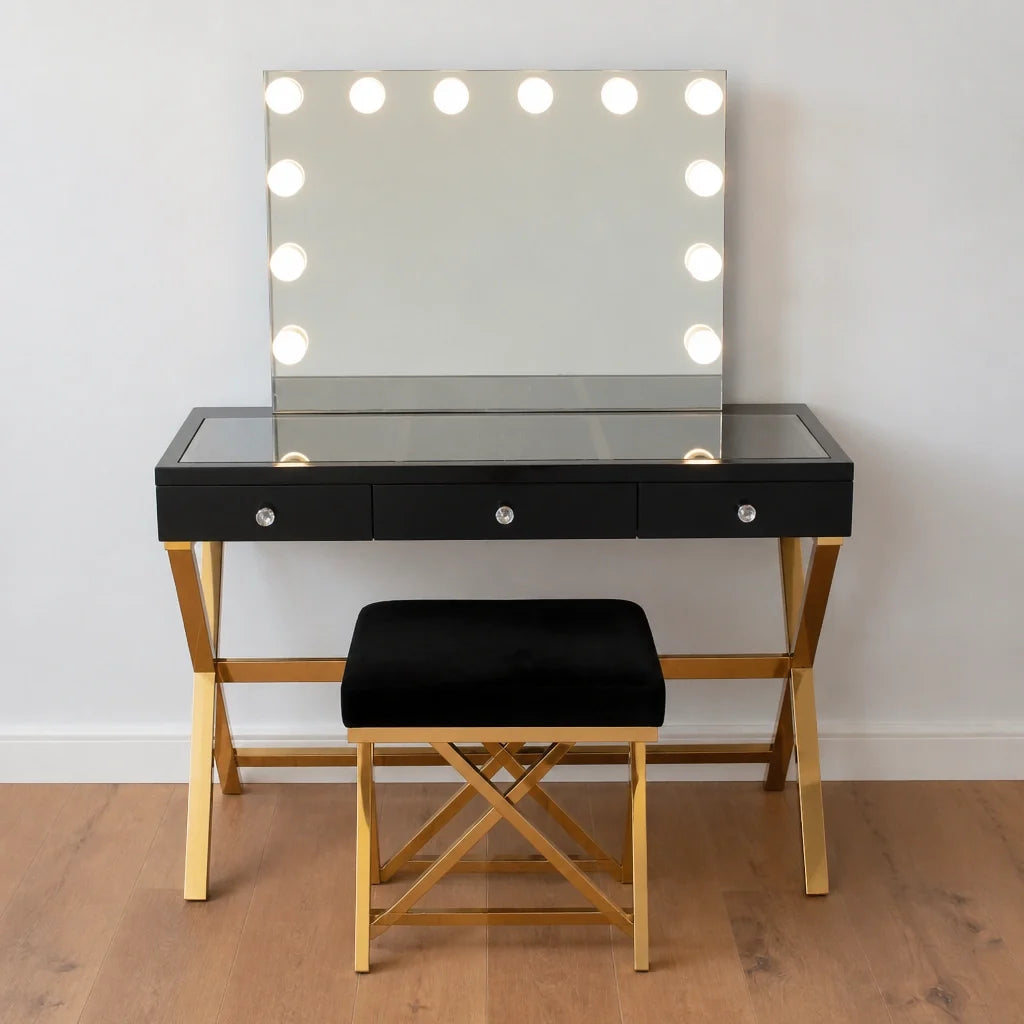 Coiffeuse Hollywood Gold - noire