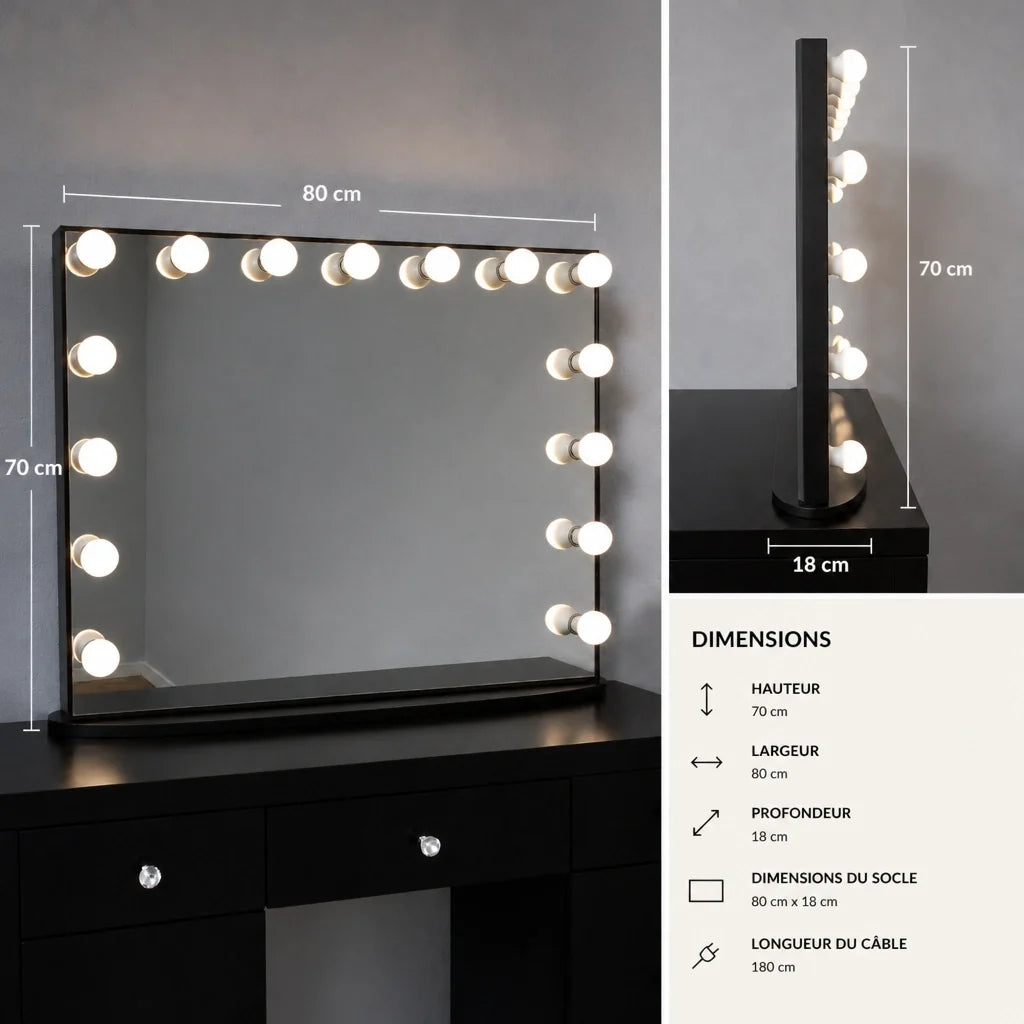 Miroir maquillage Anastasia XL - noir