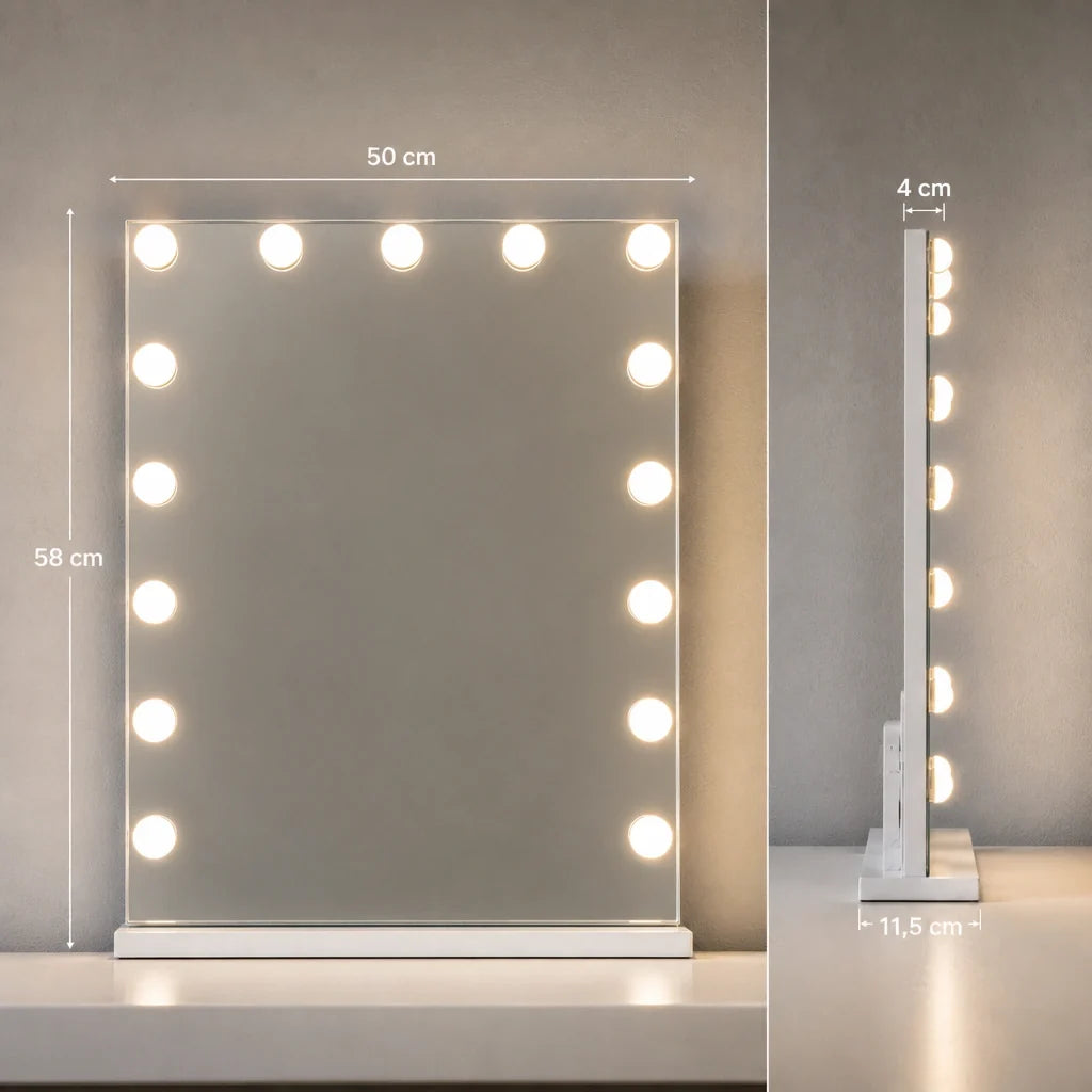 Miroir maquillage Namira grande hauteur - blanc