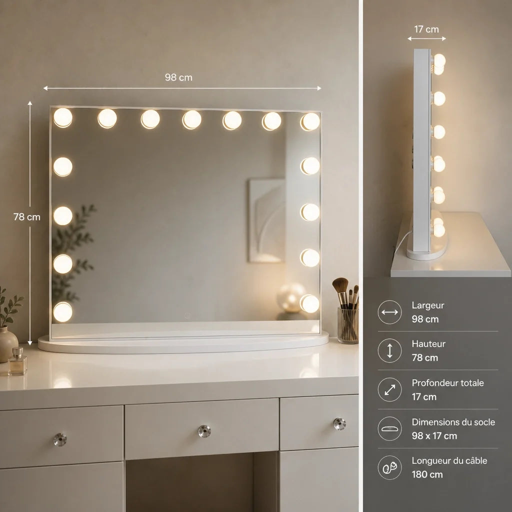 Miroir maquillage Anastasia XL - blanc