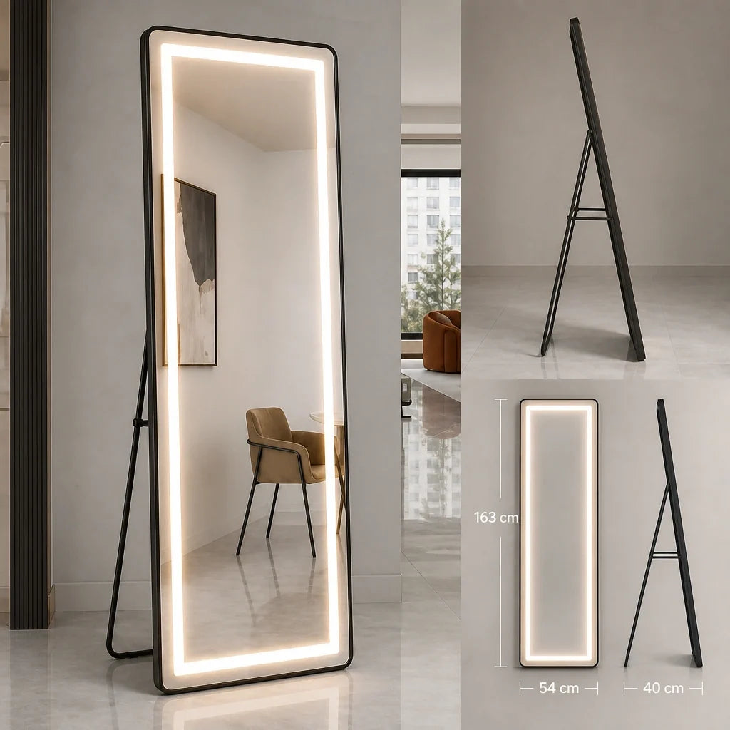 Miroir sur pied LUXA - rétroéclairage LED, 163 cm