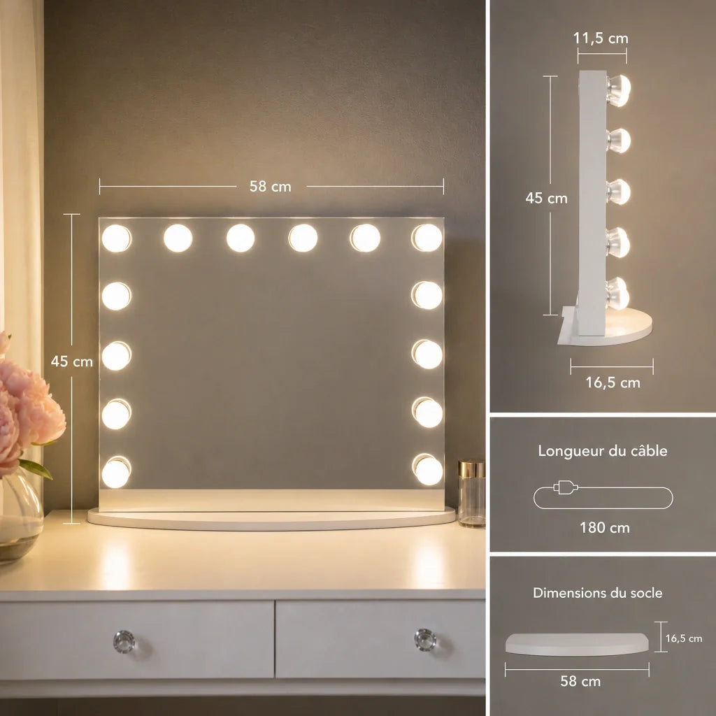 Miroir maquillage Anastasia - blanc