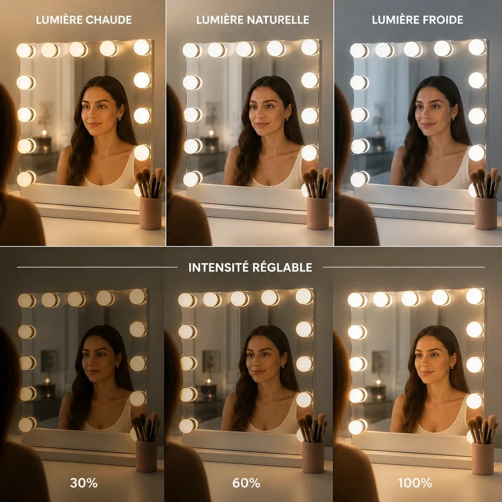 Miroir maquillage Hollywood LUMEA - 12 LED, 50 cm