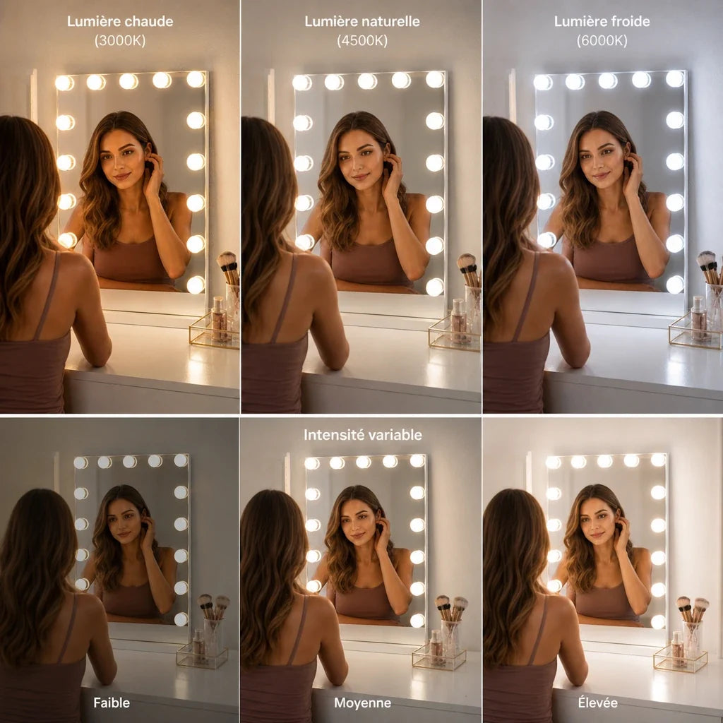 Miroir maquillage Namira grande hauteur - blanc