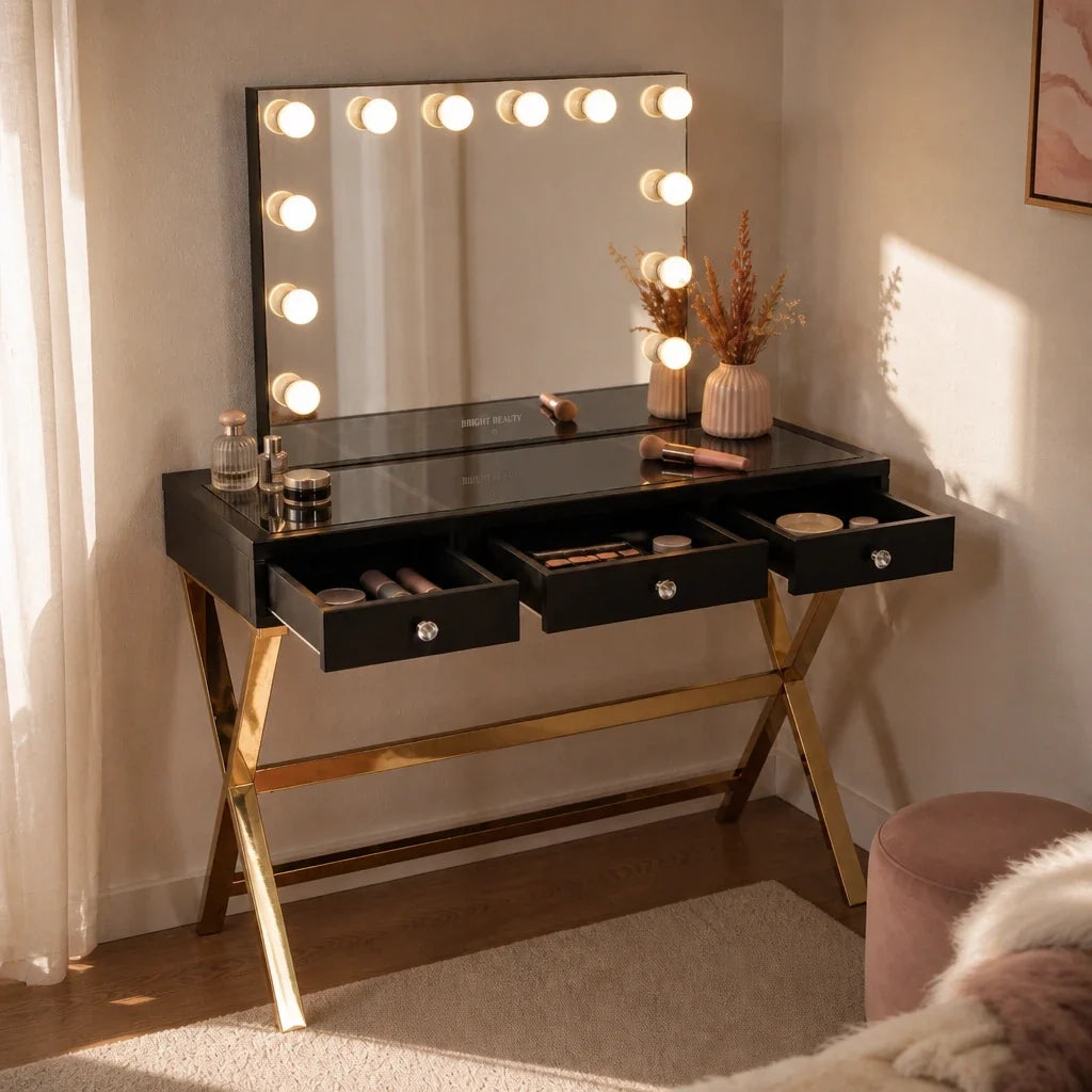 Coiffeuse Hollywood Gold - noire