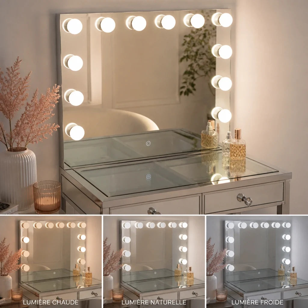 Coiffeuse Hollywood Elite - finition miroir
