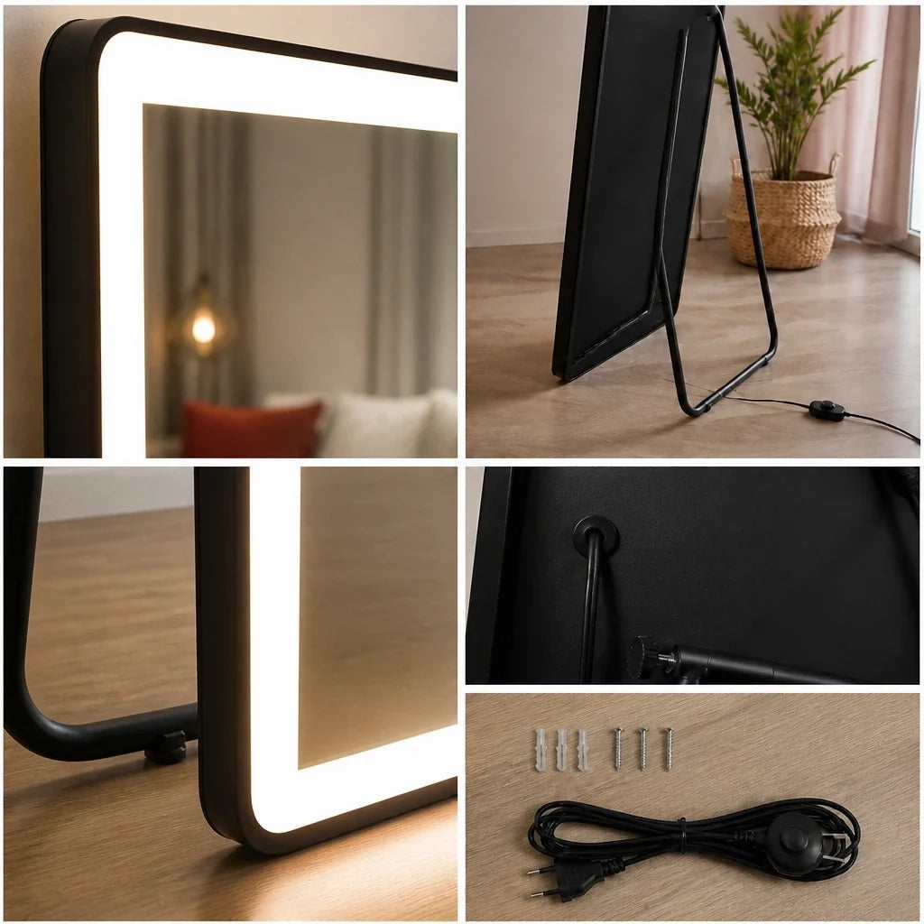 Miroir sur pied LUXA - rétroéclairage LED, 163 cm