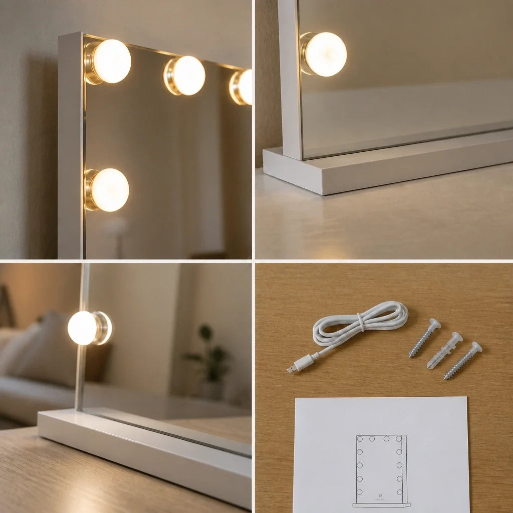 Miroir maquillage Namira grande hauteur - blanc