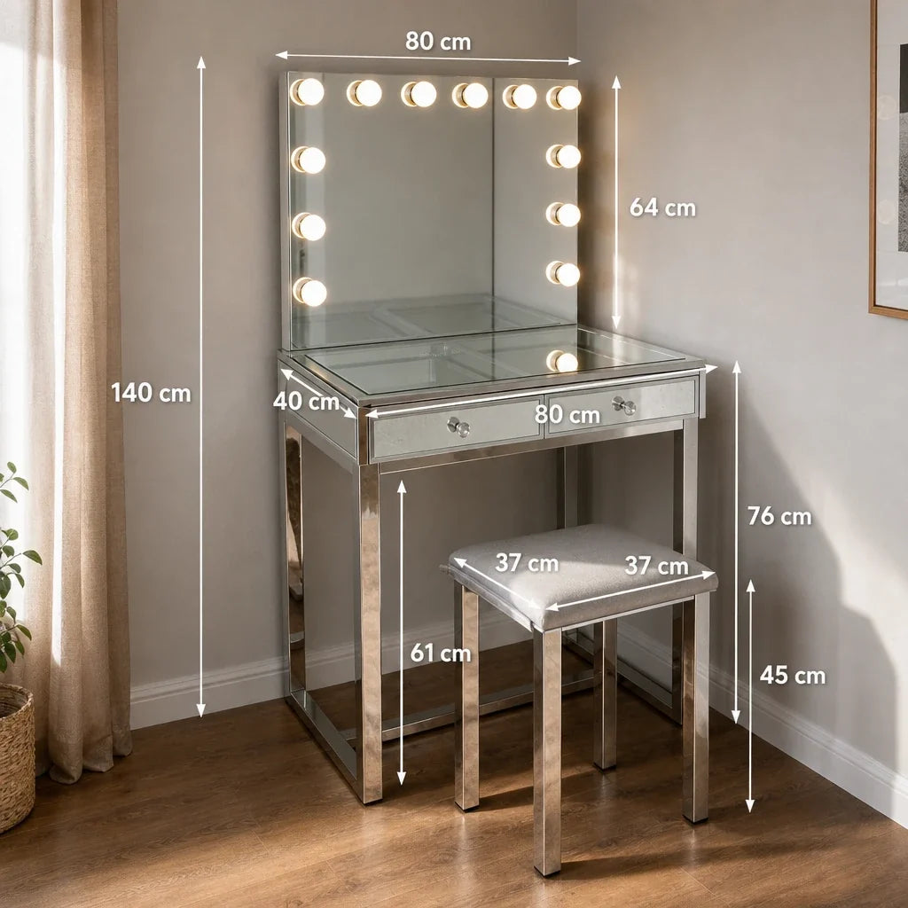 Coiffeuse Hollywood Elite - finition miroir