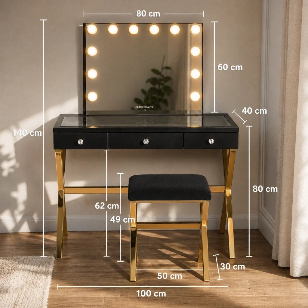 Coiffeuse Hollywood Gold - noire