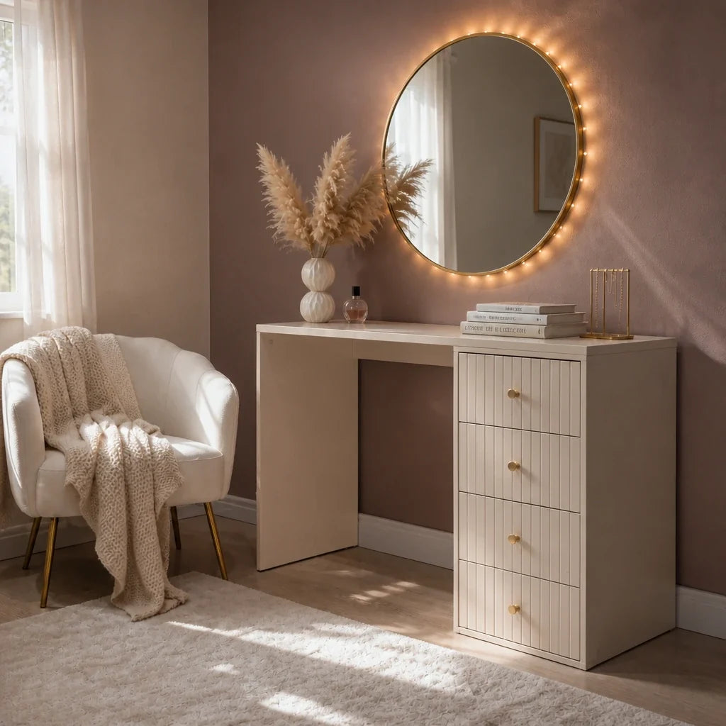 Coiffeuse BELLA beige - 120 cm, 4 tiroirs