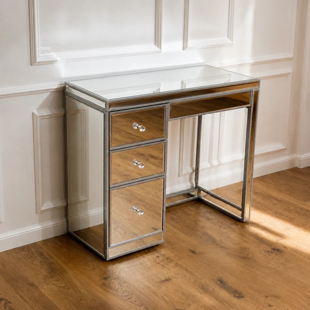 Coiffeuse Glam - 3 tiroirs, finition miroir