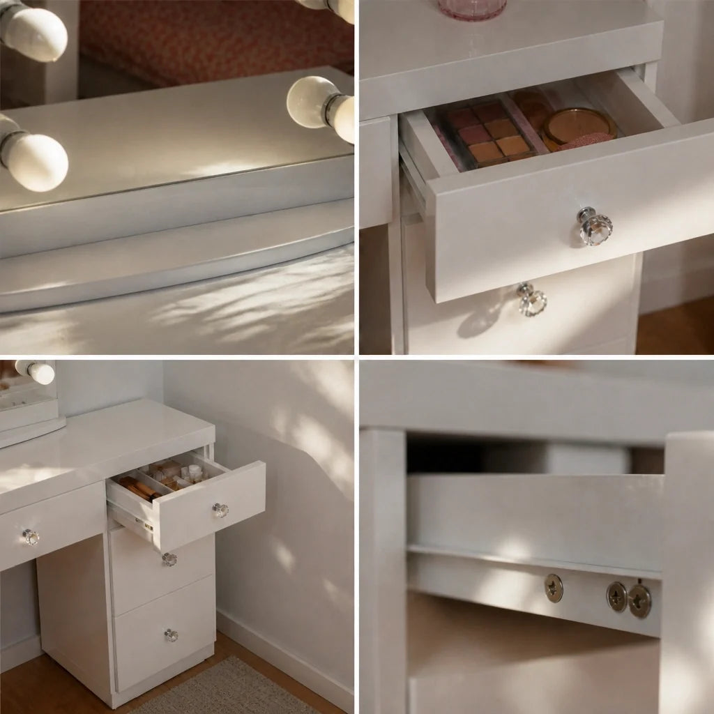 Coiffeuse Hollywood Chic - blanche