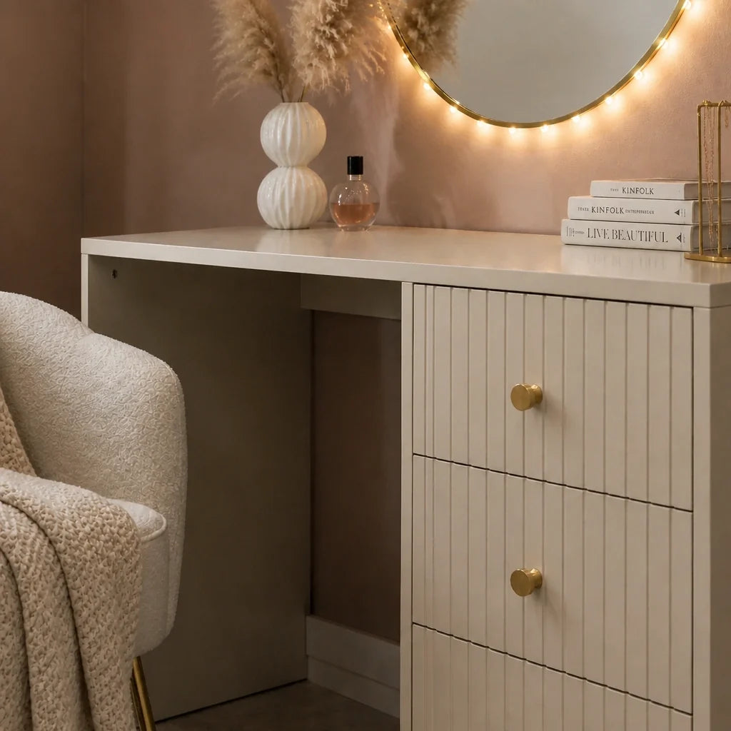 Coiffeuse BELLA beige - 120 cm, 4 tiroirs